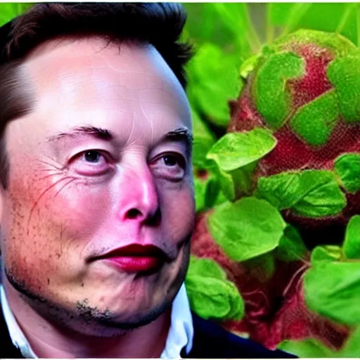 Image similar to elon musk, beetroot head