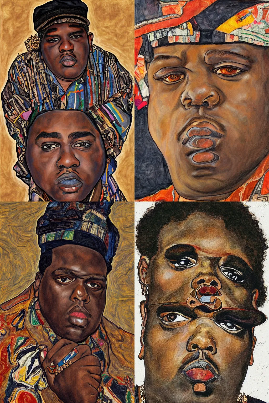 Prompt: a boho chic portrait of biggie smalls in style of egon schiele, masterpiece, hyperdetailed, complex, intricate, 4 k, trending on artstation