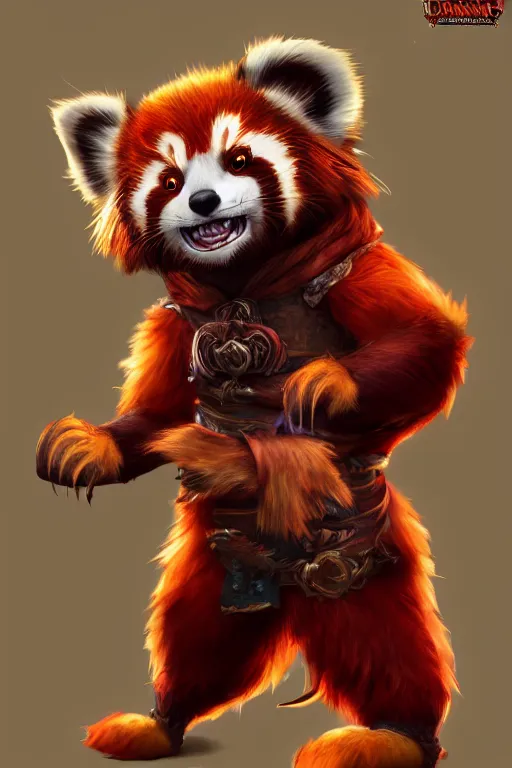 Image similar to Anthropomorphic red panda character, kung fu, high fantasy, World of Warcraft, pandarin, splashcreen character art, artstationhd, trending on artstation, detailed fur, beautiful cinematic