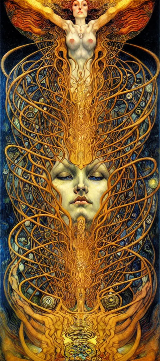 Image similar to Divine Chaos Engine by Karol Bak, Jean Delville, William Blake, Gustav Klimt, and Vincent Van Gogh, symbolist, visionary