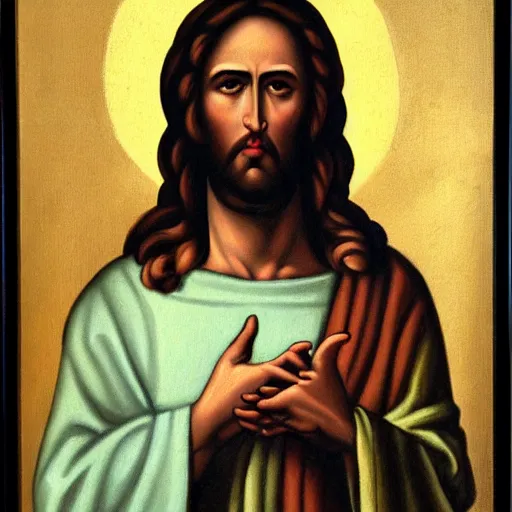 Image similar to painting of jesus christ holding a two balls