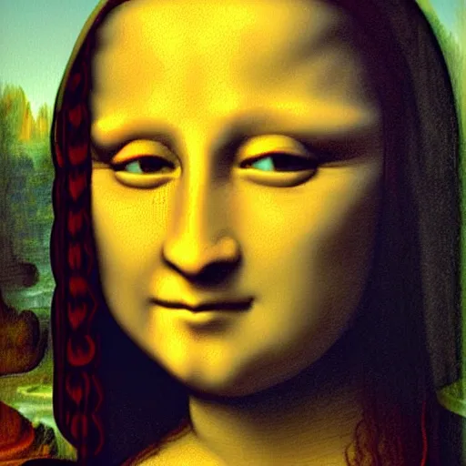 Image similar to mona lisa evil grin, digital painting