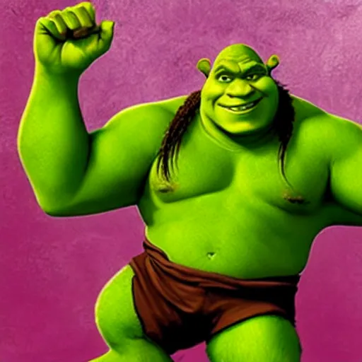 Image similar to Shrek as The Hulk