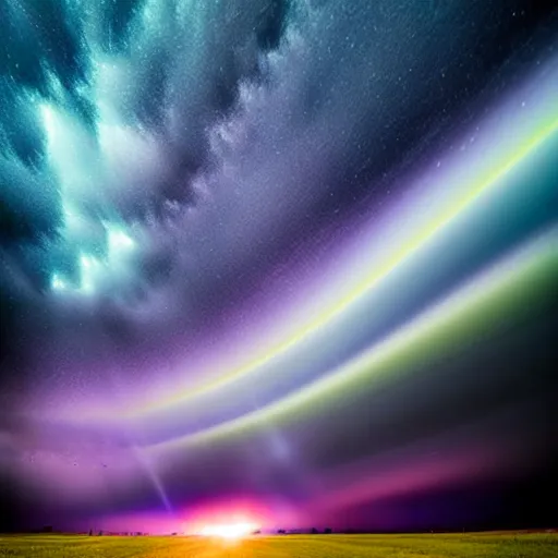 Image similar to amazing photo of a purple tornado in the sky by marc adamus, beautiful dramatic lighting