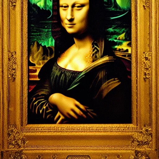 Image similar to ghost in the shell in the mona lisa style