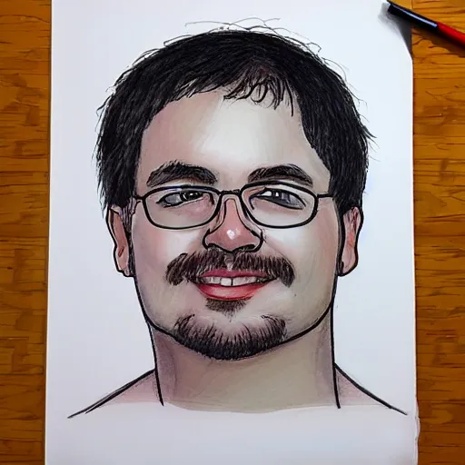 Image similar to an average, not special or significant, portrait of a man with mediocre drawing skills applied