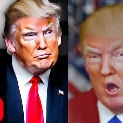 Prompt: donald trump in a youtube thumbnail making the home alone suprised pose, title of the video is the fbi raided my house.