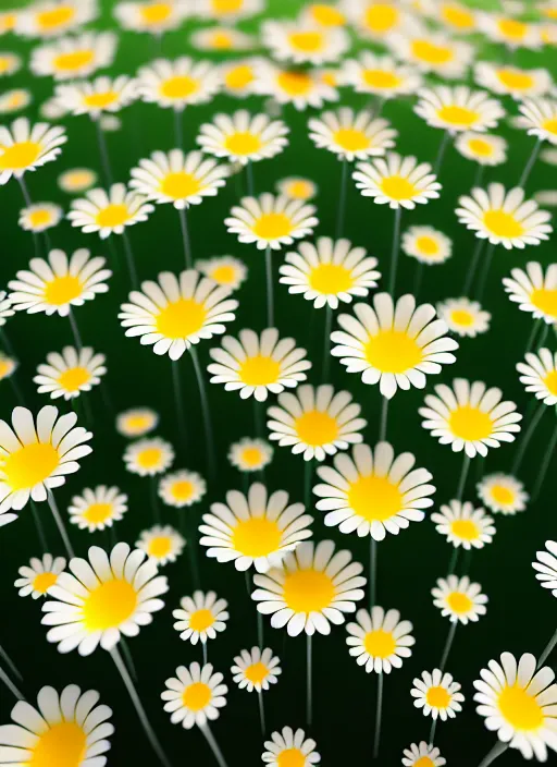 Prompt: bright flowerpatch of smooth daisies by zaha hadid, up close shot, sharp focus, global illumination, radiant light, irakli nadar, octane highly render, 4 k, ultra hd,