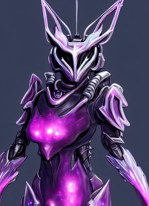 Image similar to cinematic bust shot, cosmic beautiful stunning giant robot mecha hot female dragon goddess, sharp spines, sharp metal ears, smooth purple eyes, smooth fuschia skin, elegant smooth silver armor, nebula size, epic proportions, epic scale, macro furry, furry art, dragon art, goddess art, giantess art, warframe, warframe fanart, furaffinity, octane