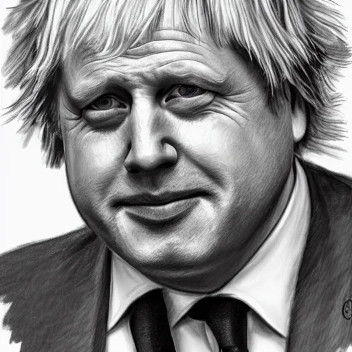 Image similar to boris johnson in the style of carol lawson pencil sketch,