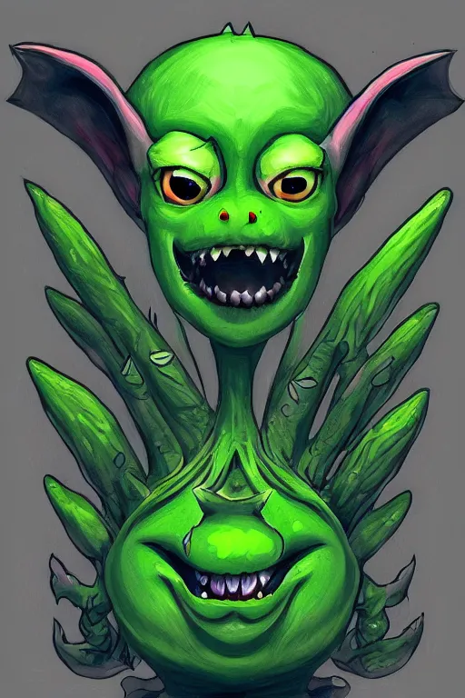 Image similar to a goblin broccoli monster, symmetrical, digital art, sharp focus, trending on art station, anime