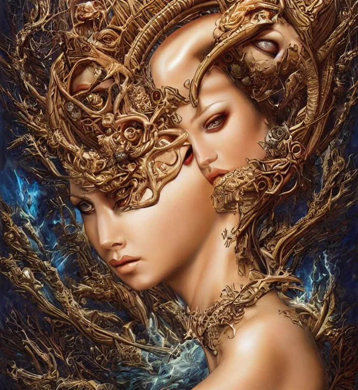 Prompt: a goddess, smooth, coherent, high detailed, by Karol Bak, unreal engine