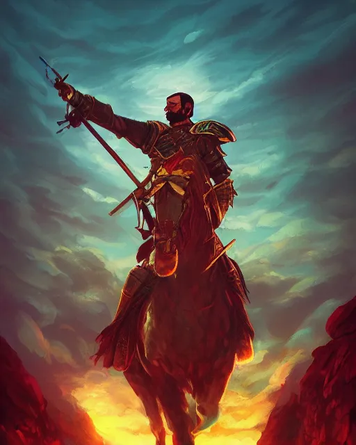 Prompt: ultrarealistic digital illustration of a spanish conquistador in battle, art by anato finnstark, studio ghibli and sangsoo jeong, symmetric, portrait, handsome, digital painting, artstation
