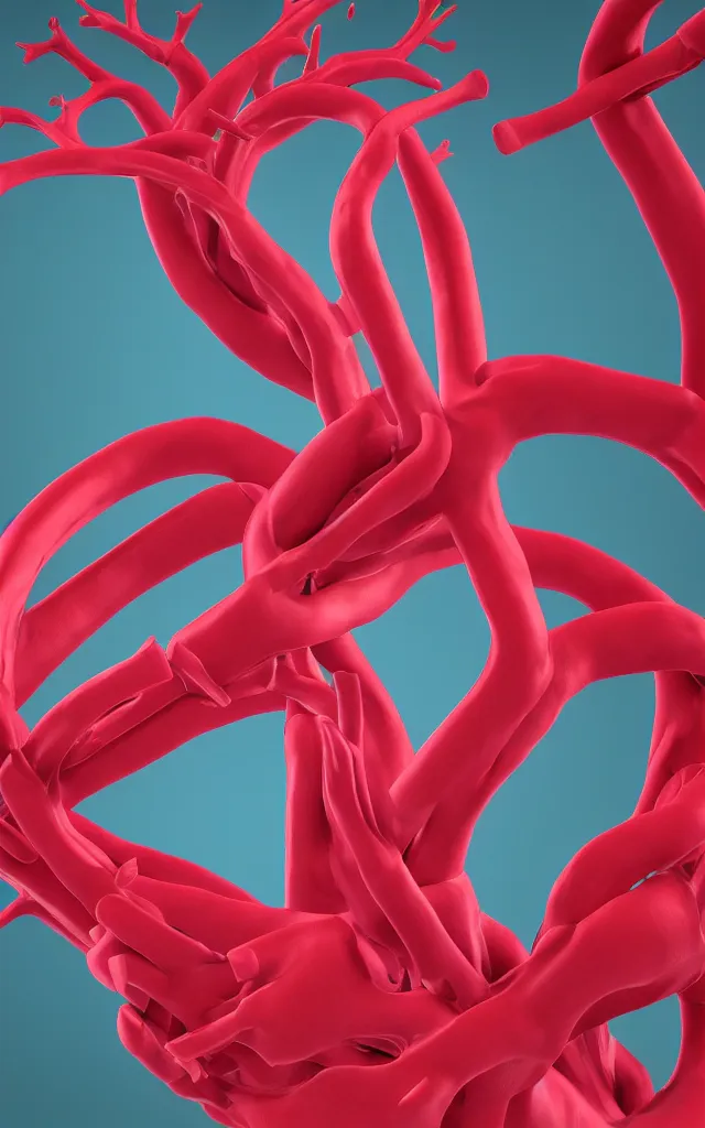 Image similar to scientific medical 3d animation of the detailed veins of a heart arteries in their hands photography 3d octane plastic render greenchromakey background