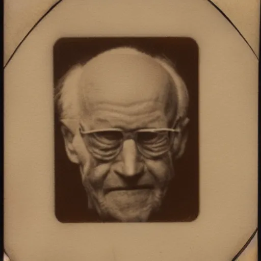 Prompt: a realistic polaroid photo of an old man after a failed experiment inside a laboratory, the head of the old man is burned, cosmic horror