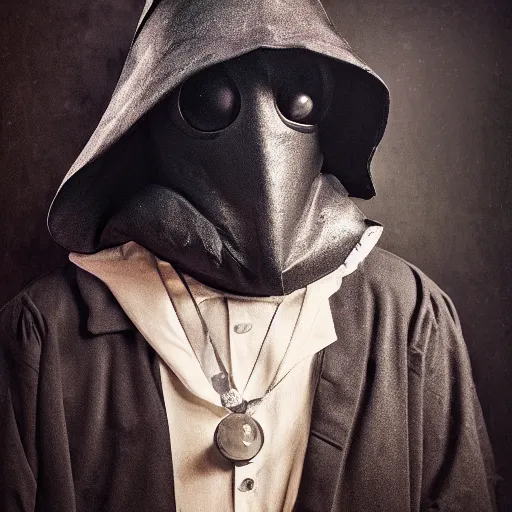 Image similar to teenage plague doctor prom photo. extremely lush lifelike detail. award - winning digital art by ansel adams, alan lowmax, steichen. surreal scientific photoillustration, masterpiece, artstation, shutterstock polycount contest winner, biomorphic. child larva plague doctor