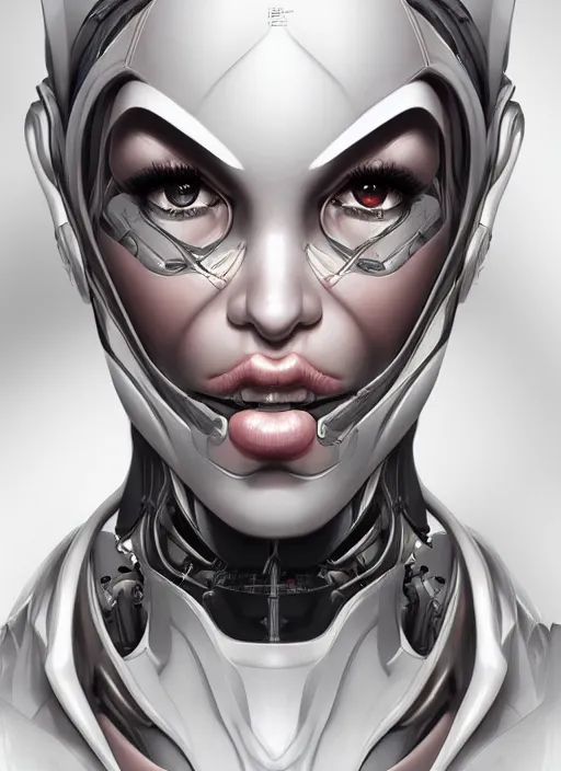 Image similar to portrait of a cyborg woman by Artgerm, biomechanical, hyper detailled, trending on artstation