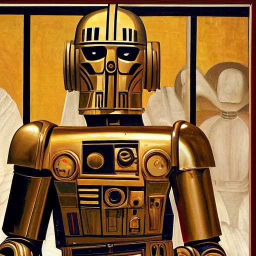 Image similar to painting of c - 3 p 0 by sandro botticelli