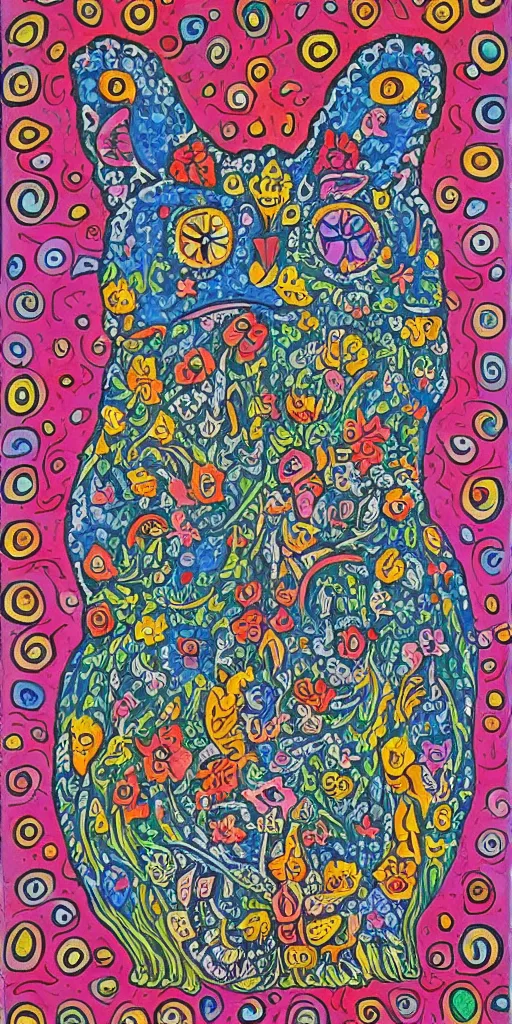 Image similar to portrait of mikky ekko, in the style of louis wain. vivid color. ultra detail.