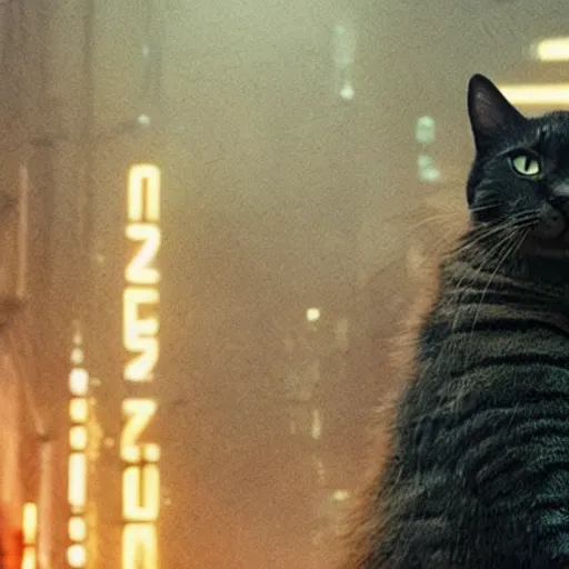 Prompt: a cat in blade runner 2047