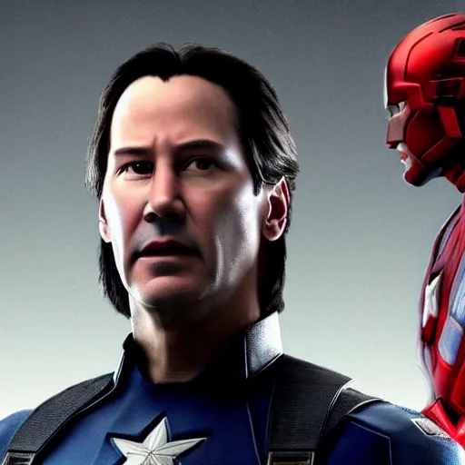 Image similar to Keanu reeves as Captain America 4K quality super realistic