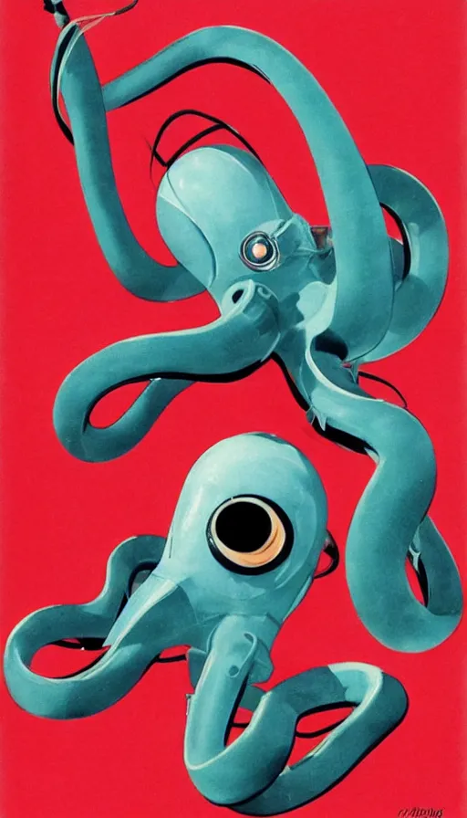 Image similar to 1 9 5 0 s retro future robot android octopus. muted colors. by filbert cunningham