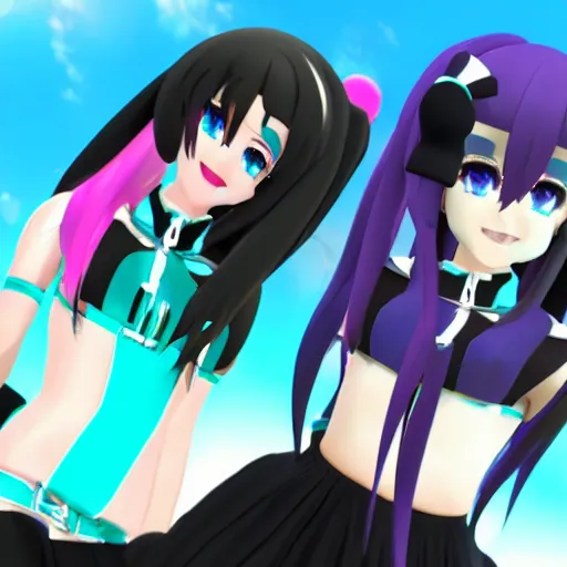 Image similar to Ariana Grande as a MMD model, 3D, style of Hatuke Miku model, Vocaloid, colorful