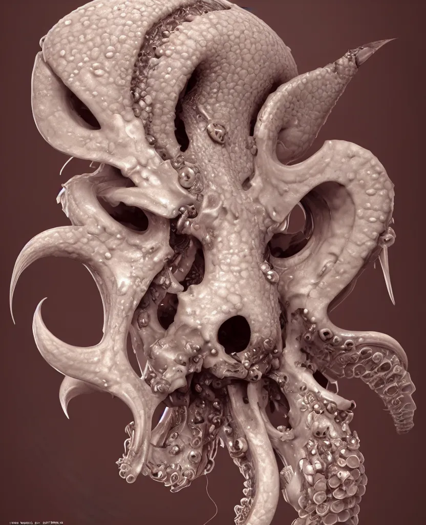 Image similar to goddess princess face close-up portrait ram skull. hard surface modelling zbrush and octane render. jellyfish phoenix head, nautilus, orchid, skull, betta fish, bioluminiscent creatures, intricate artwork by Tooth Wu and wlop and beeple. octane render, trending on artstation, greg rutkowski very coherent symmetrical artwork. cinematic, hyper realism, high detail, octane render, 8k