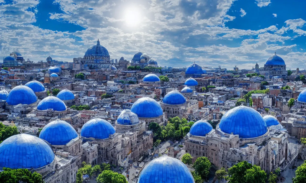 Image similar to Beautiful City of Blue Domes under a Spectacular Indigo Sky