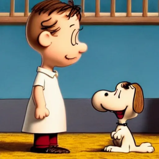Prompt: nicholas cage in the peanuts movie ( 2 0 1 5 ), animated, movie,