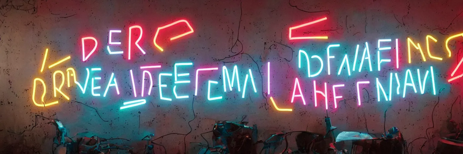 Prompt: ! dream defend the warrens written in futuristic neon graffiti