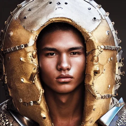 Prompt: a portrait of a beautiful young amazonian male wearing an alexander mcqueen armor , photographed by andrew thomas huang, artistic