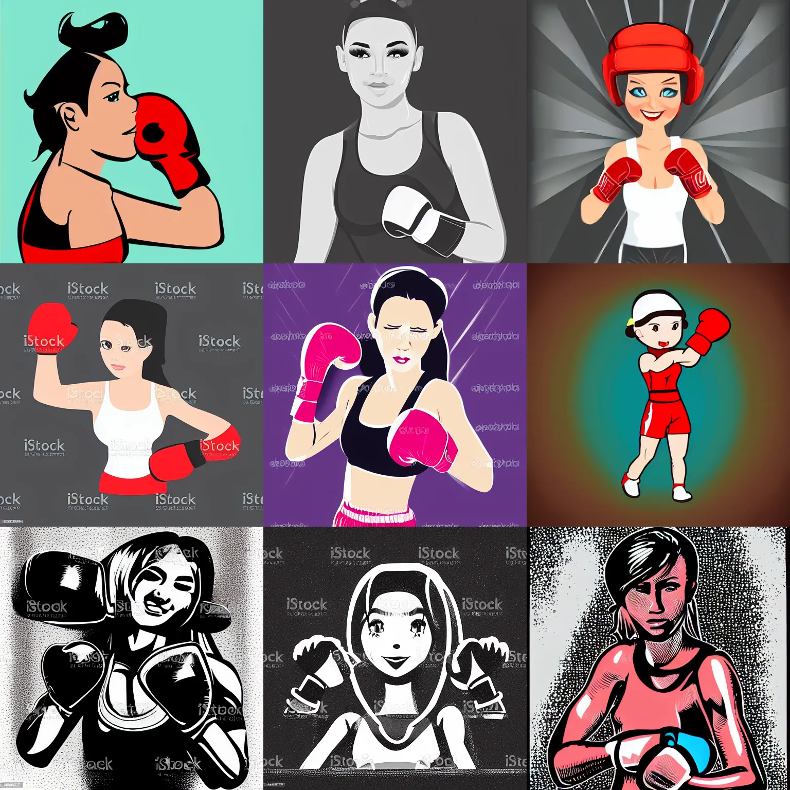 Boxer Girl Vector Art & Graphics