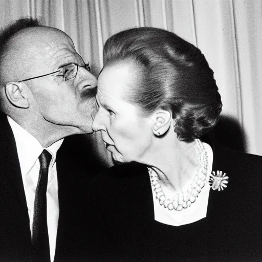 Image similar to Margaret Thatcher kissing Walter White