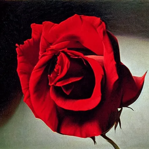 Prompt: red rose, caravaggio
