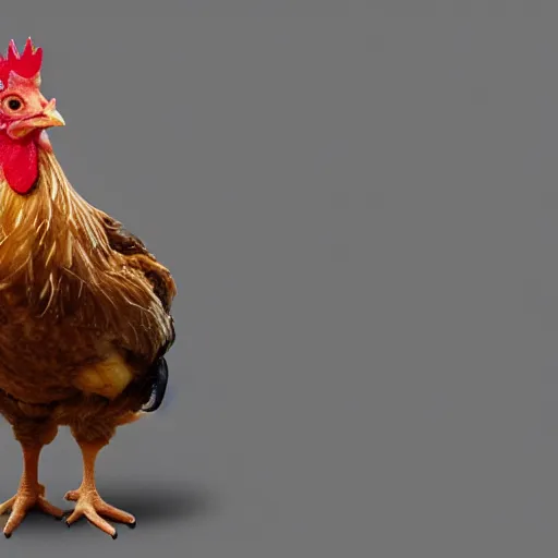 Image similar to a high quality photo of a chicken wearing a suit, 8k, digital art