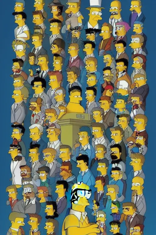 Image similar to the Simpsons, digital artwork, impressive quality, film directed by Christopher Nolan