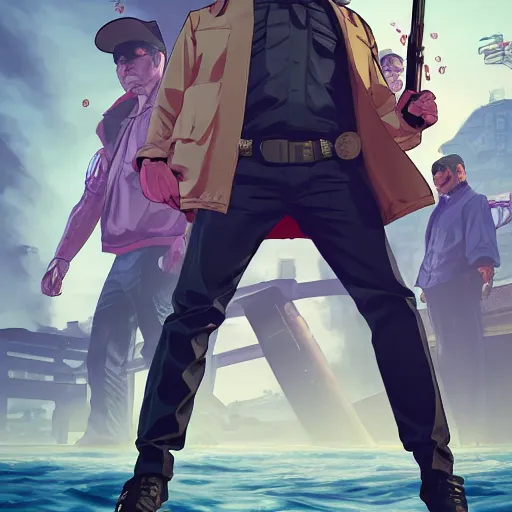 Prompt: gta 5, cover art, grand theft auto poster, noriaki kakyoin doing a jojo pose, d & d, fantasy, intricate, elegant, highly detailed, digital painting, artstation, concept art, matte, sharp focus, illustration, hearthstone, art by artgerm and greg rutkowski