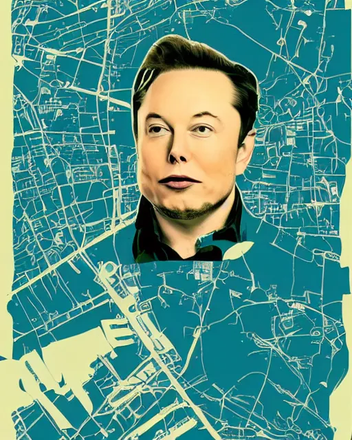 Prompt: musk ( 2 0 2 4 ), eric stonestreet is technology mogul elon musk, minimal movie poster, solid colors, silhouettes, digital art