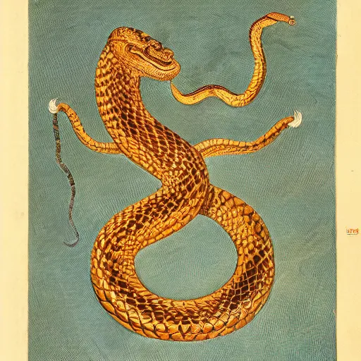 Prompt: portrait of a coiled rising snake serpent cobra wearing a lion's crest