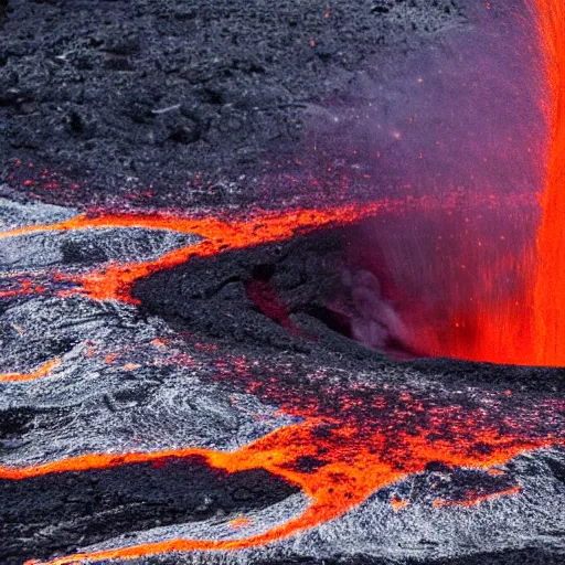 Image similar to a close up photograph of a volcanic eruption, nature photography, award winning photo