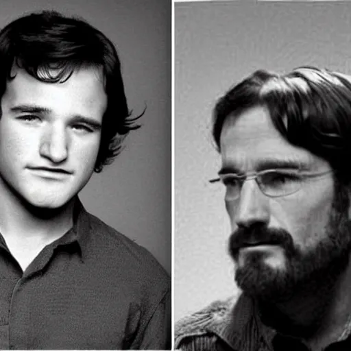 Image similar to young Robin Williams playing a young Walter White