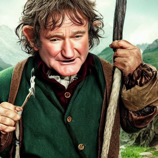 Prompt: Robin Williams as Bilbo Baggins 8k hdr