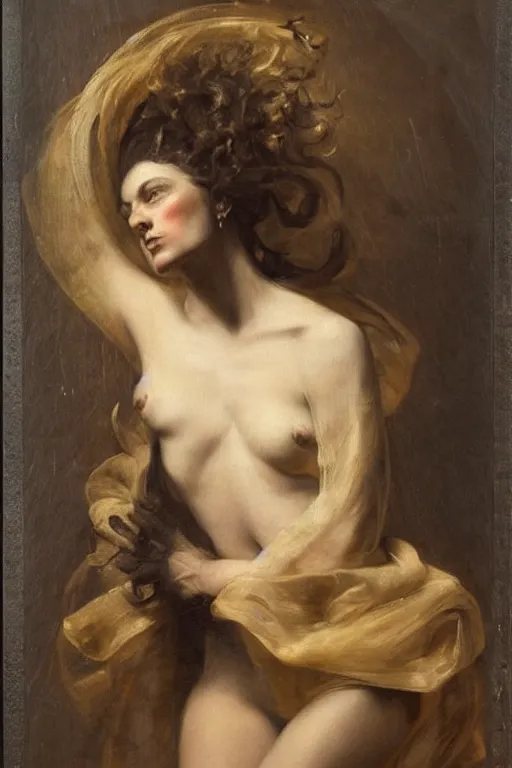 Prompt: portrait of maria lionza by roberto ferri