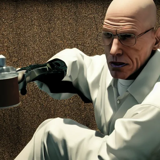 Image similar to Live Action Still of Jerma in Breaking Bad, real life, hyperrealistic, ultra realistic, realistic, highly detailed, epic, HD quality, 8k resolution, body and headshot, film still