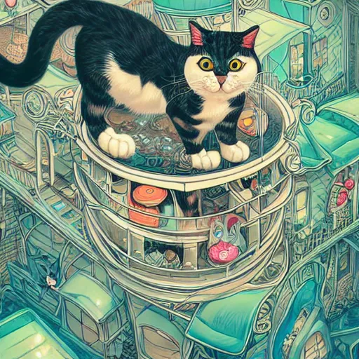 Image similar to crazy cat house, extremely detailed, sharp focus, wide view, full body shot, smooth, digital illustration, by james jean, by rossdraws, frank franzzeta, sakimichan