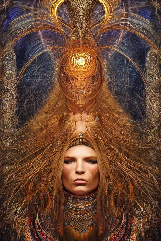 Prompt: portrait of entranced shaman with a spirit vision, in style of DMT, in style of Midjourney, insanely detailed and intricate, golden ratio, elegant, ornate, majestic, elite, ephemeral, haunting, matte painting, cinematic, cgsociety, James jean, Noah Bradley, Darius Zawadzki, vivid and vibrant