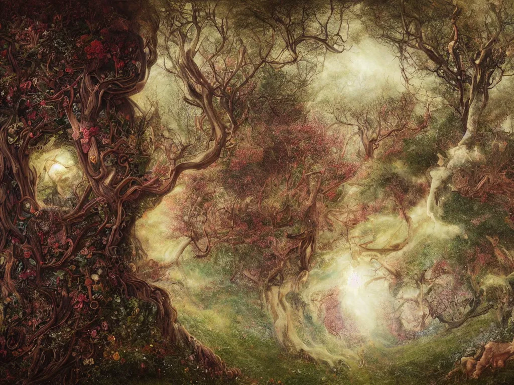 Prompt: a artistic multicalors zoom out picture with singular human -tree with crown like mycelium branches highly detailed by Agostino Arrivabene, by Albert Bierstadt, by Albert Koetsier, by Agnes Cecile and by Agnes Lawrence Pelton