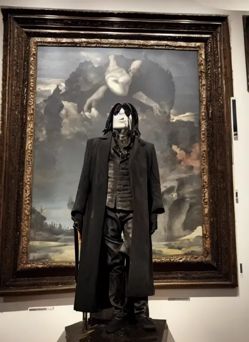 Image similar to photo of a Johnny Depp statue in a museum, by Michelangelo