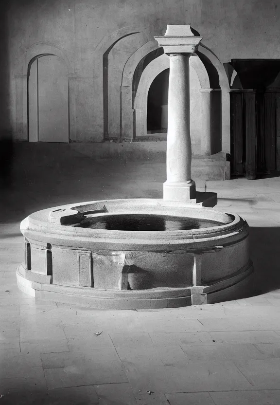 Image similar to a historical archive of fountain ( fontaine ) readymade by marcel duchamp, archival pigment print, 1 9 2 0, conceptual art, white, grey, gray, underexposed grey, hues of subtle grey, ready - made, studio shoot, studio lighting